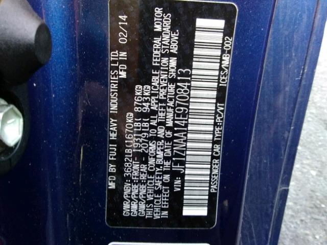 JF1ZNAA14E9708413 - 2014 TOYOTA SCION FR-S BLUE photo 10