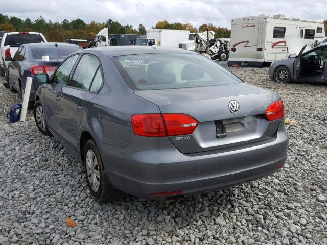 3VW1K7AJ8DM268261 - 2013 VOLKSWAGEN JETTA BASE GRAY photo 3