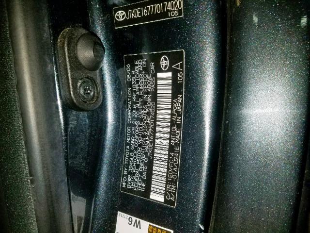 JTKDE167770174020 - 2007 TOYOTA SCION TC ნაცრისფერი ფოტო 10
