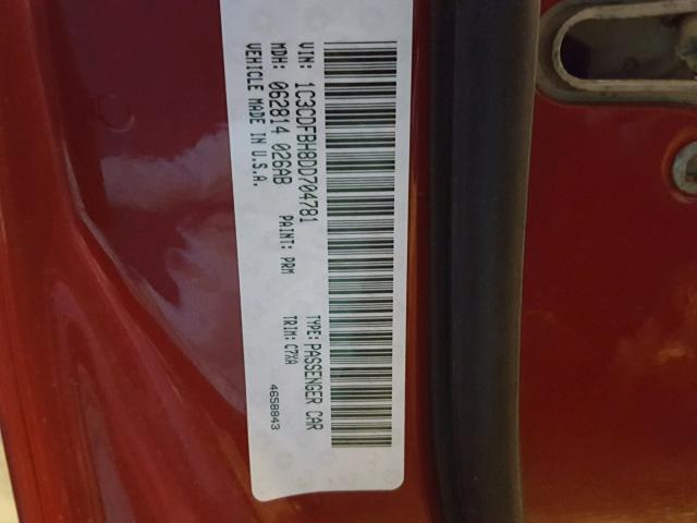 1C3CDFBH8DD704781 - 2013 DODGE DART SXT RED photo 10