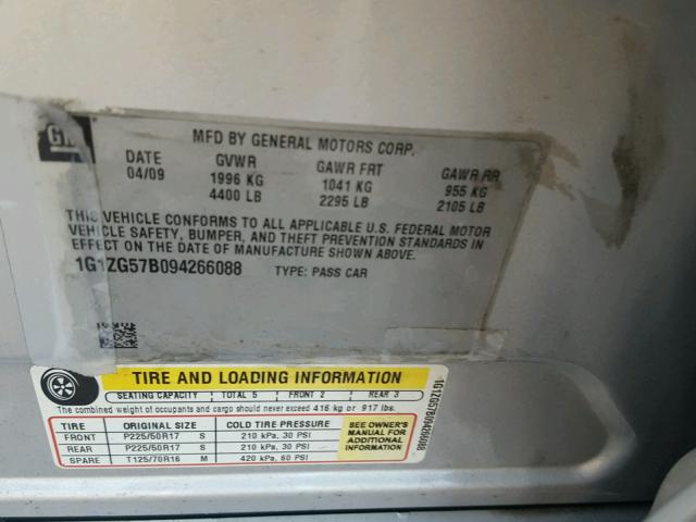 1G1ZG57B094266088 - 2009 CHEVROLET MALIBU LS 灰色 照片 10