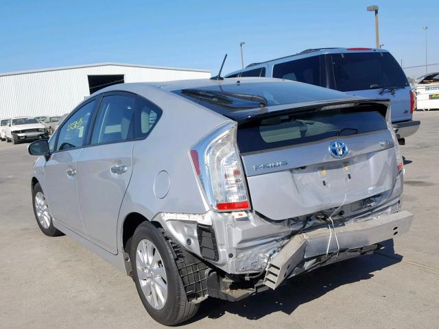 JTDKN3DP0F3069166 - 2015 TOYOTA PRIUS PLUG SILVER photo 3