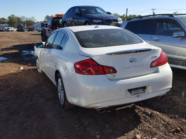 JN1CV6AR9DM763991 - 2013 INFINITI G37 WHITE photo 3