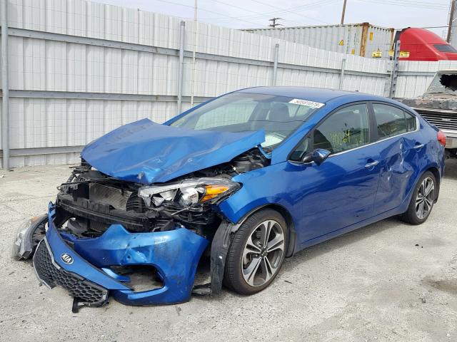 KNAFX4A87E5155542 - 2014 KIA FORTE EX BLUE photo 2