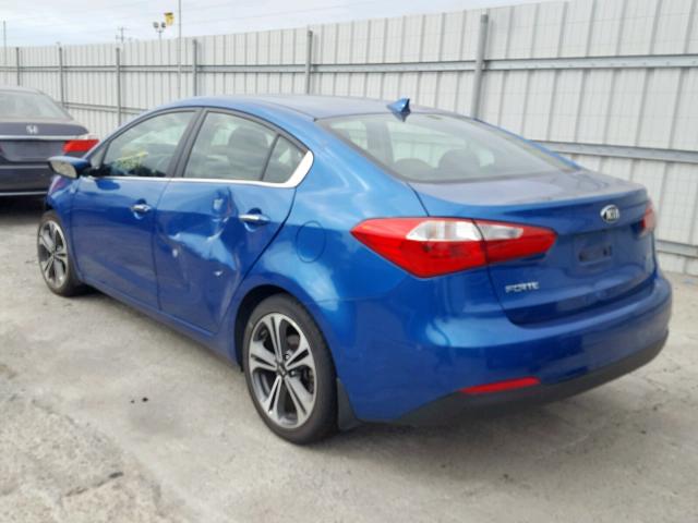 KNAFX4A87E5155542 - 2014 KIA FORTE EX BLUE photo 3