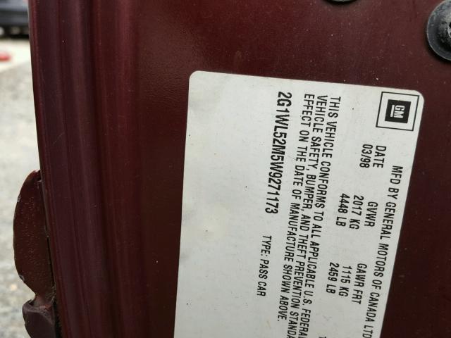 2G1WL52M5W9271173 - 1998 CHEVROLET LUMINA BAS წითელი ფოტო 10