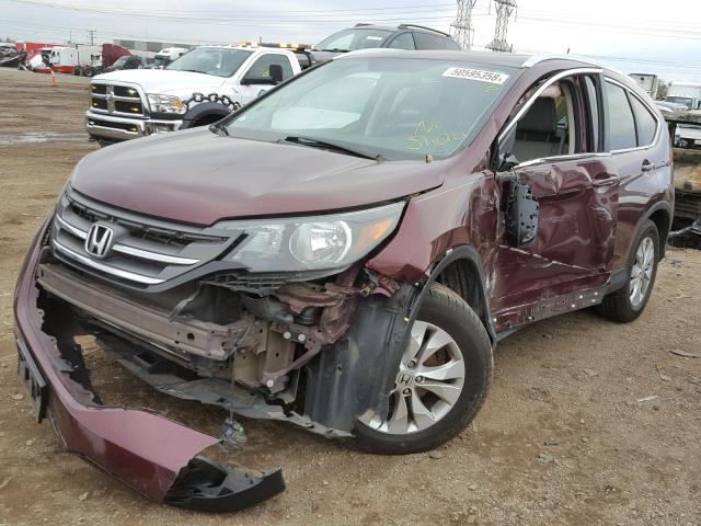 5J6RM4H7XDL068230 - 2013 HONDA CR-V EXL BURGUNDY photo 2