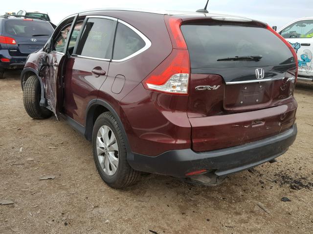 5J6RM4H7XDL068230 - 2013 HONDA CR-V EXL BURGUNDY photo 3