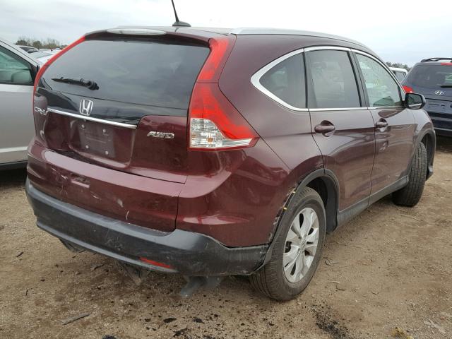 5J6RM4H7XDL068230 - 2013 HONDA CR-V EXL BURGUNDY photo 4