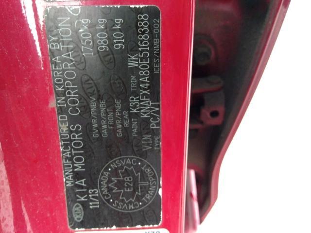 KNAFX4A80E5168388 - 2014 KIA FORTE EX RED photo 9