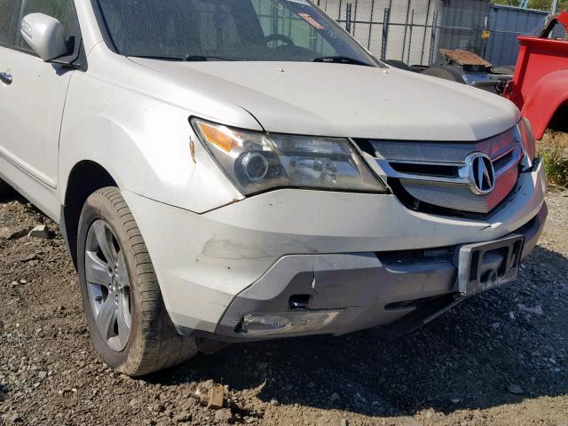 2HNYD28507H507967 - 2007 ACURA MDX SPORT WHITE photo 9