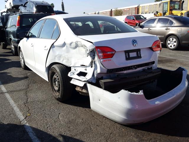 3VW2K7AJ1EM324420 - 2014 VOLKSWAGEN JETTA BASE WHITE photo 3