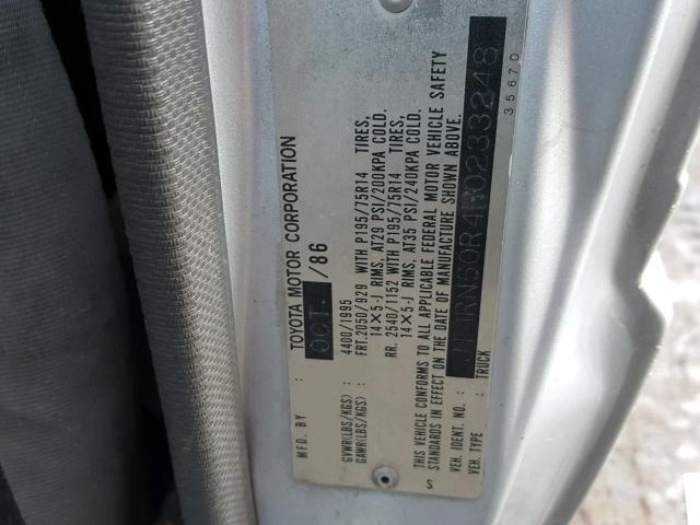 JT4RN50R4H0233248 - 1987 TOYOTA PICKUP 1/2 SILVER photo 10