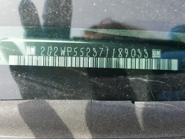 2G2WP552371189033 - 2007 PONTIAC GRAND PRIX SILVER photo 10