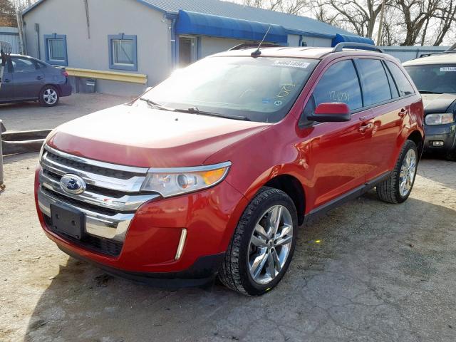 2FMDK3JC0CBA19359 - 2012 FORD EDGE SEL RED photo 2