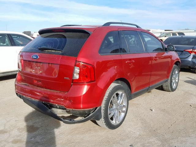 2FMDK3JC0CBA19359 - 2012 FORD EDGE SEL RED photo 4