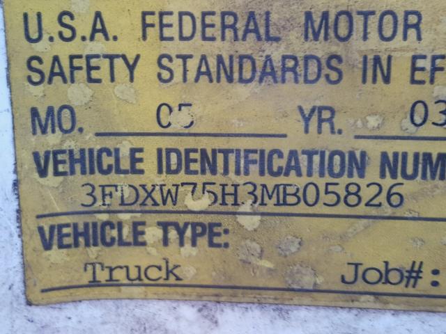 3FDXW75H13MB05826 - 2003 FORD F750 SUPER WHITE photo 10