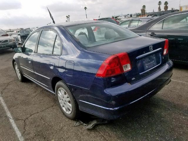 2HGES16594H561793 - 2004 HONDA CIVIC LX BLUE photo 3