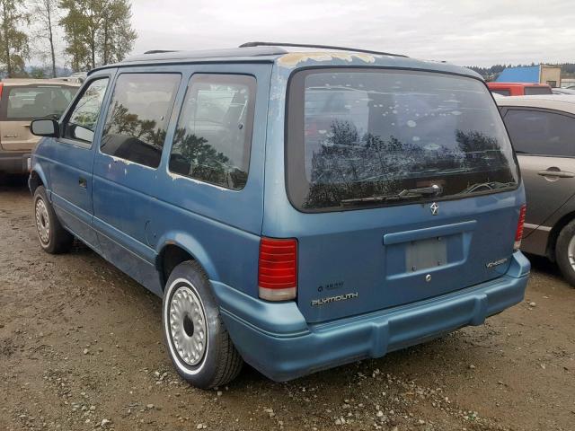 2P4GH2539RR619684 - 1994 PLYMOUTH VOYAGER BLUE photo 3