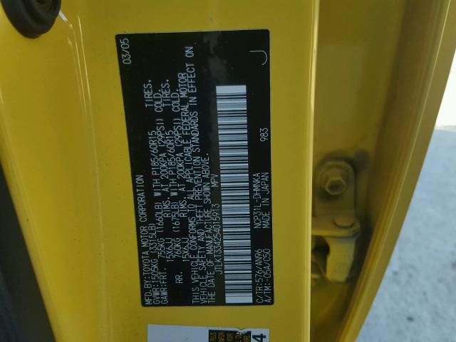 JTLKT334254015913 - 2005 TOYOTA SCION XB Sarı foto 10