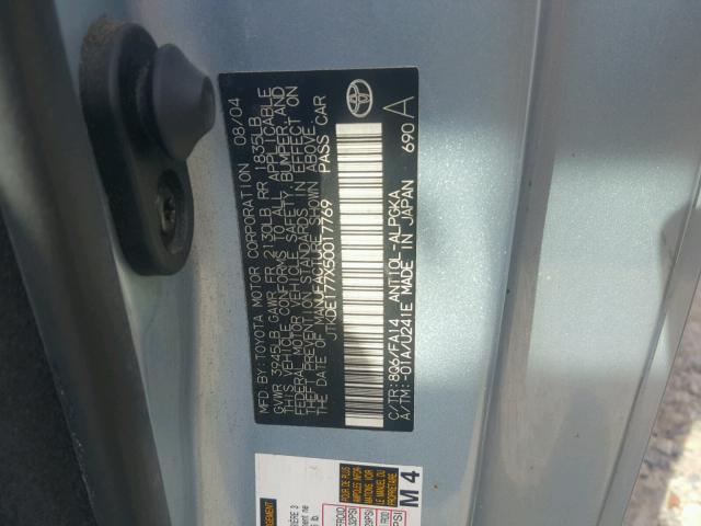 JTKDE177X50017769 - 2005 TOYOTA SCION TC 蓝色 照片 10