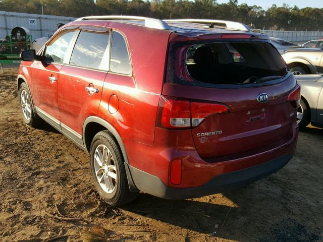 5XYKT3A65EG456128 - 2014 KIA SORENTO LX RED photo 3