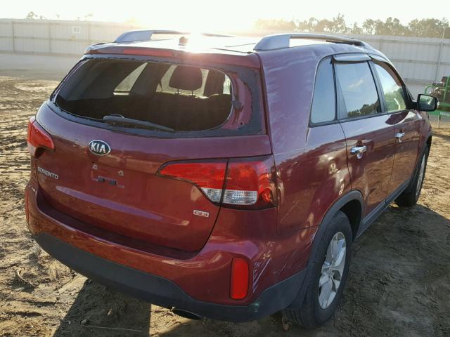 5XYKT3A65EG456128 - 2014 KIA SORENTO LX RED photo 4