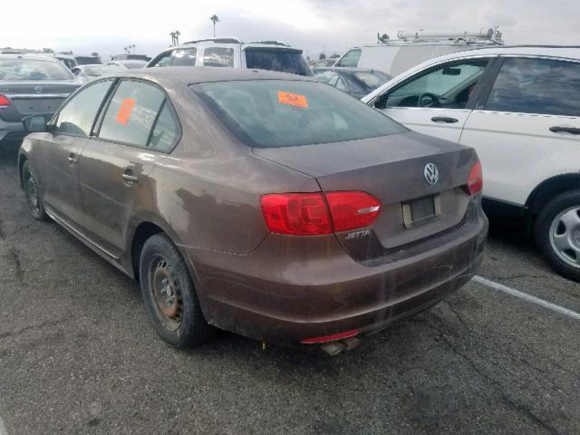 3VW2K7AJ1BM095071 - 2011 VOLKSWAGEN JETTA BASE BROWN photo 3