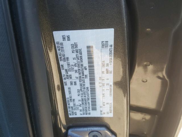 1FMCU0F78EUD77256 - 2014 FORD ESCAPE S GRAY photo 10