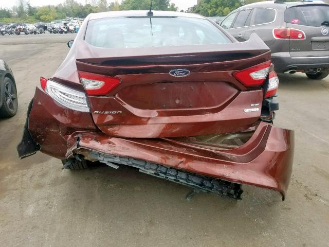 3FA6P0H95GR168869 - 2016 FORD FUSION SE BROWN photo 9