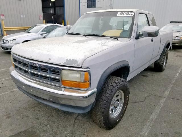 1B7GG23Y4NS556315 - 1992 DODGE DAKOTA GRAY photo 2