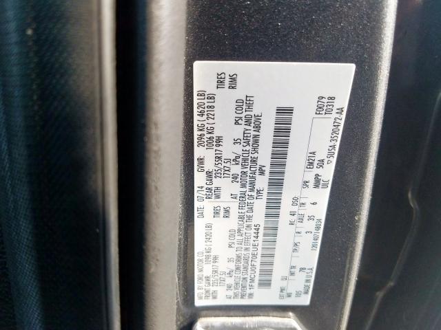 1FMCU0F70EUE14445 - 2014 FORD ESCAPE S  photo 10