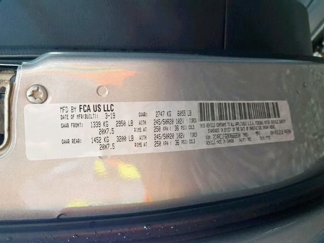 2C4RC1FG2KR666830 - 2019 CHRYSLER PACIFICA T SILVER photo 10