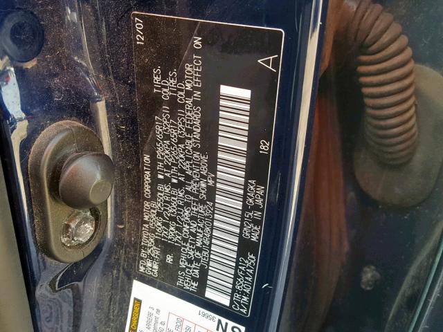 JTEBU14R48K013924 - 2008 TOYOTA 4RUNNER SR BLUE photo 10