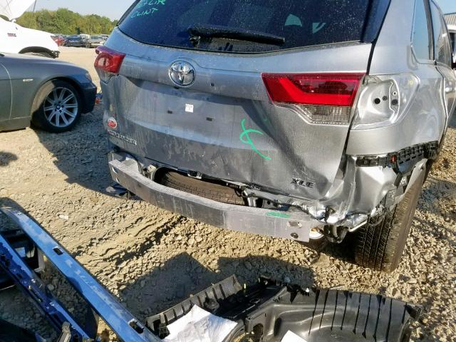 5TDKZRFH9KS561197 - 2019 TOYOTA HIGHLANDER SILVER photo 9