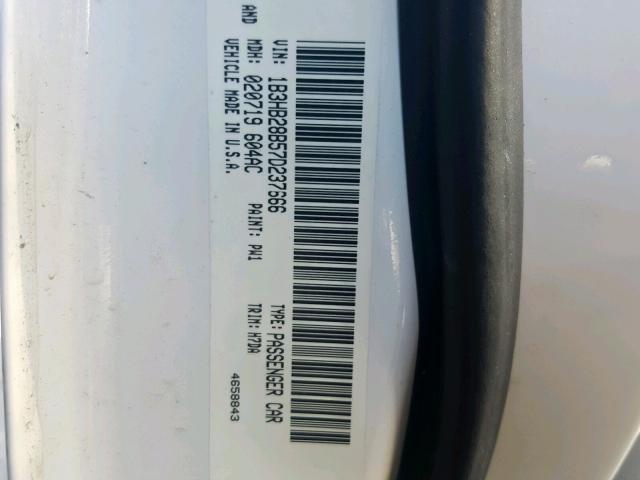 1B3HB28B57D237666 - 2007 DODGE CALIBER WHITE photo 10