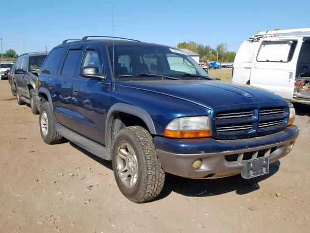 1D4HS38N83F624065 - 2003 DODGE DURANGO SP BLUE photo 1