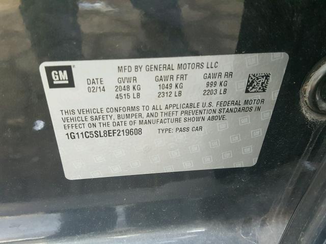 1G11C5SL8EF219608 - 2014 CHEVROLET MALIBU 1LT GRAY photo 10