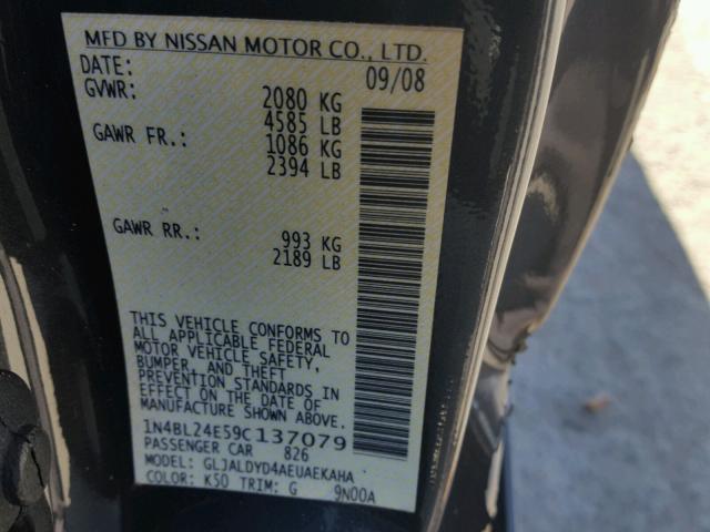 1N4BL24E59C137079 - 2009 NISSAN ALTIMA 3.5 GRAY photo 10