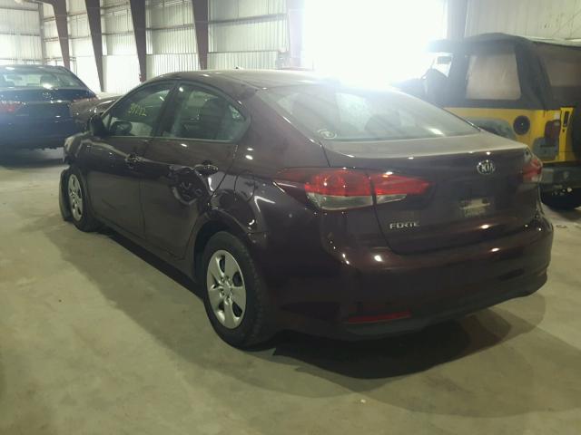 3KPFK4A74HE158366 - 2017 KIA FORTE LX PURPLE photo 3