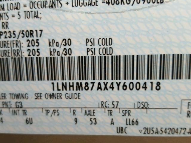 1LNHM87AX4Y600418 - 2004 LINCOLN LS GOLD photo 10