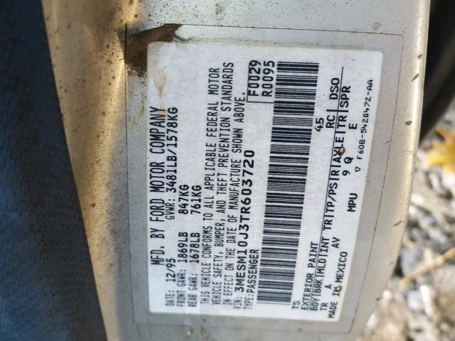 3MESM10J3TR603720 - 1996 MERCURY TRACER BAS GRAY photo 10