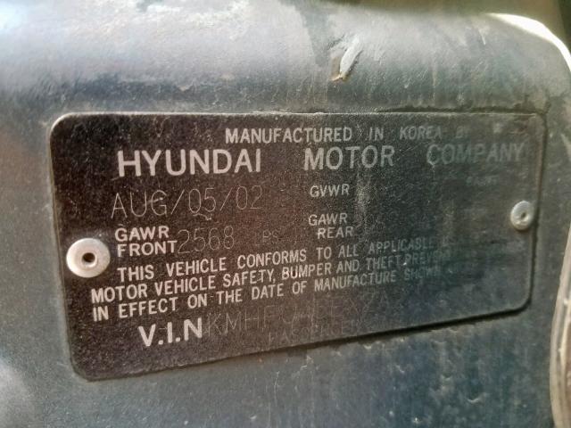 KMHFU45EX2A220877 - 2002 HYUNDAI XG 350 TEAL photo 10