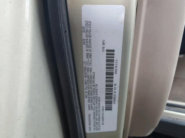 4S4BP61C077340410 - 2007 SUBARU LEGACY OUT GOLD photo 10