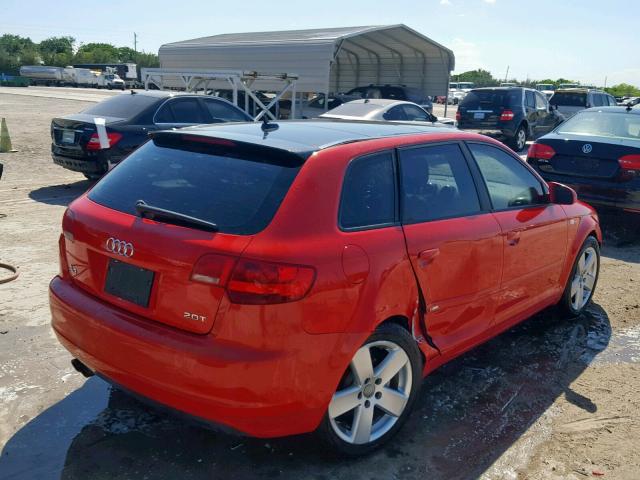 WAUHF78P08A019422 - 2008 AUDI A3 2.0 RED photo 4