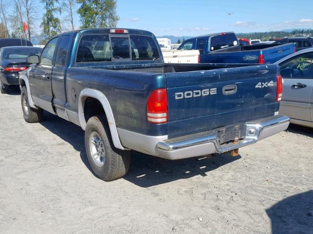 1B7GG23Y3VS293153 - 1997 DODGE DAKOTA GREEN photo 3