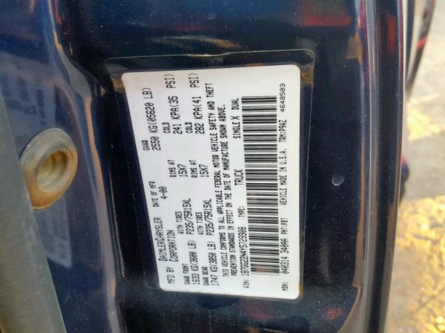 1B7GG22N4YS729908 - 2000 DODGE DAKOTA BLUE photo 10