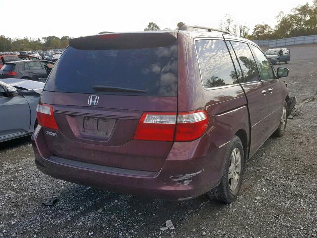 5FNRL38697B136597 - 2007 HONDA ODYSSEY EX BURGUNDY photo 4