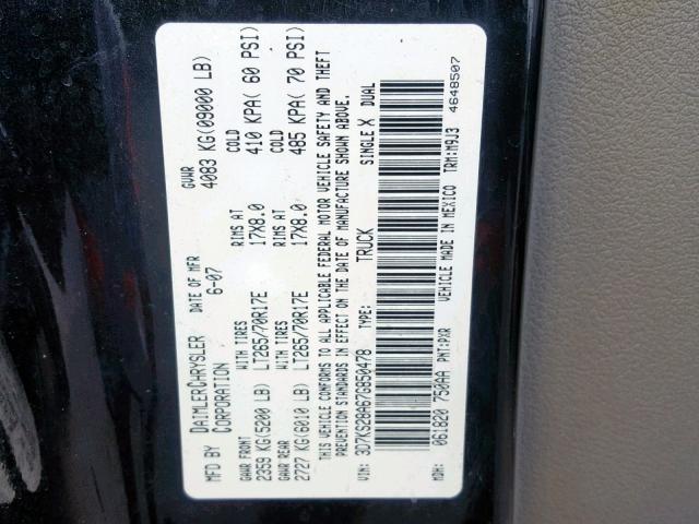 3D7KS28A67G850478 - 2007 DODGE RAM 2500 S Qara foto 10