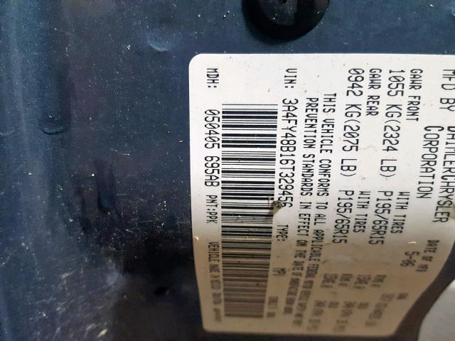 3A4FY48B16T329456 - 2006 CHRYSLER PT CRUISER BLUE photo 10